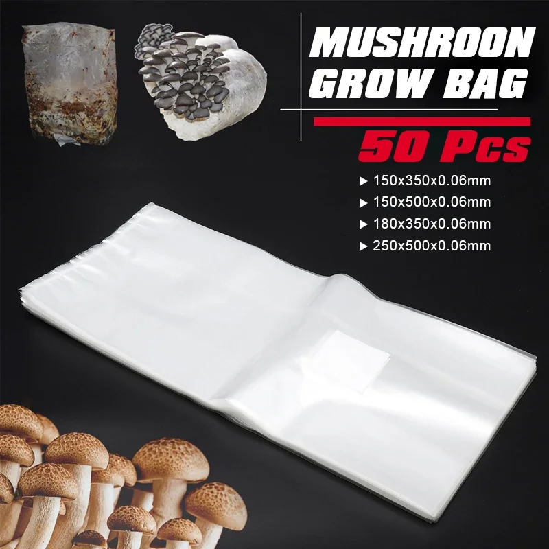 Mushroom Spawn Bag - 50Pcs PVC Mushroom Grow Bag Spawn